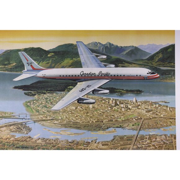 Small 11x14" Canadian Pacific Douglas DC-9 Fan-Jet airplane travel poster, Kodak - Picture 5 of 6